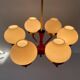 6 pendant lamps in glass and burgundy brass by Hans-Agne Jakobsson, 1960s, Sweden