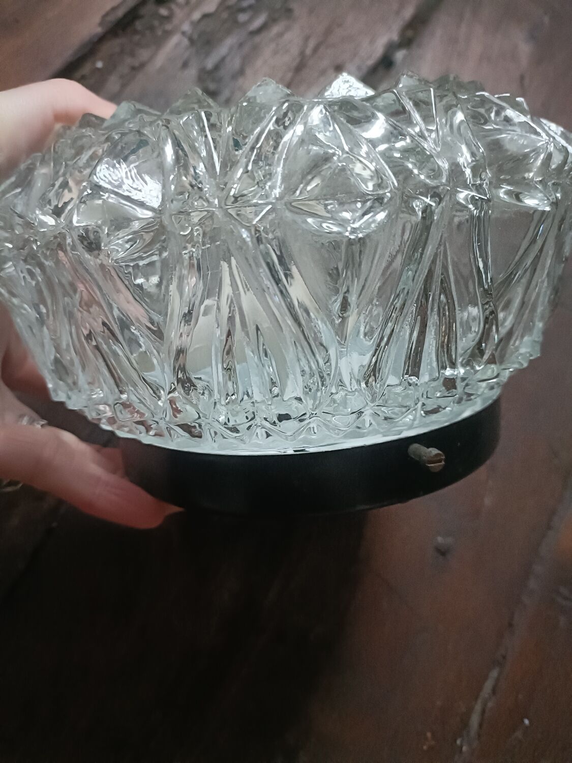 Ceiling light, vintage wall lamp with moulded glass.