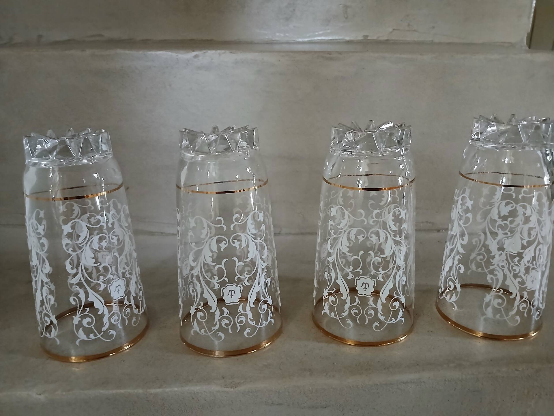 4 vintage water glasses