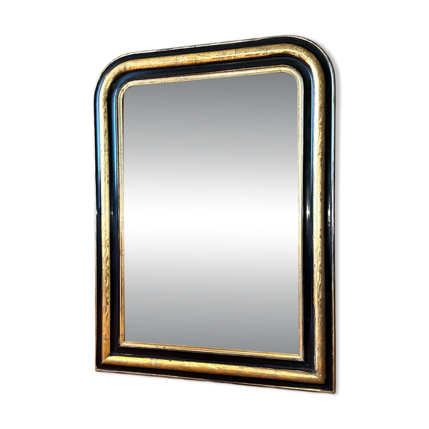 Louis-Philippe mirror in black and silver, 19th century.