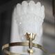 Vintage brass suspension with thick milk glass globe, brass chandelier.