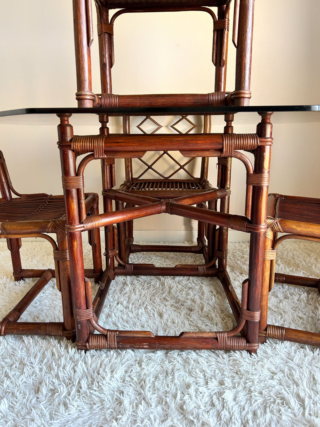 70s bamboo table and chairs