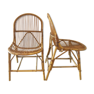 Pair of rattan basket chairs 1960