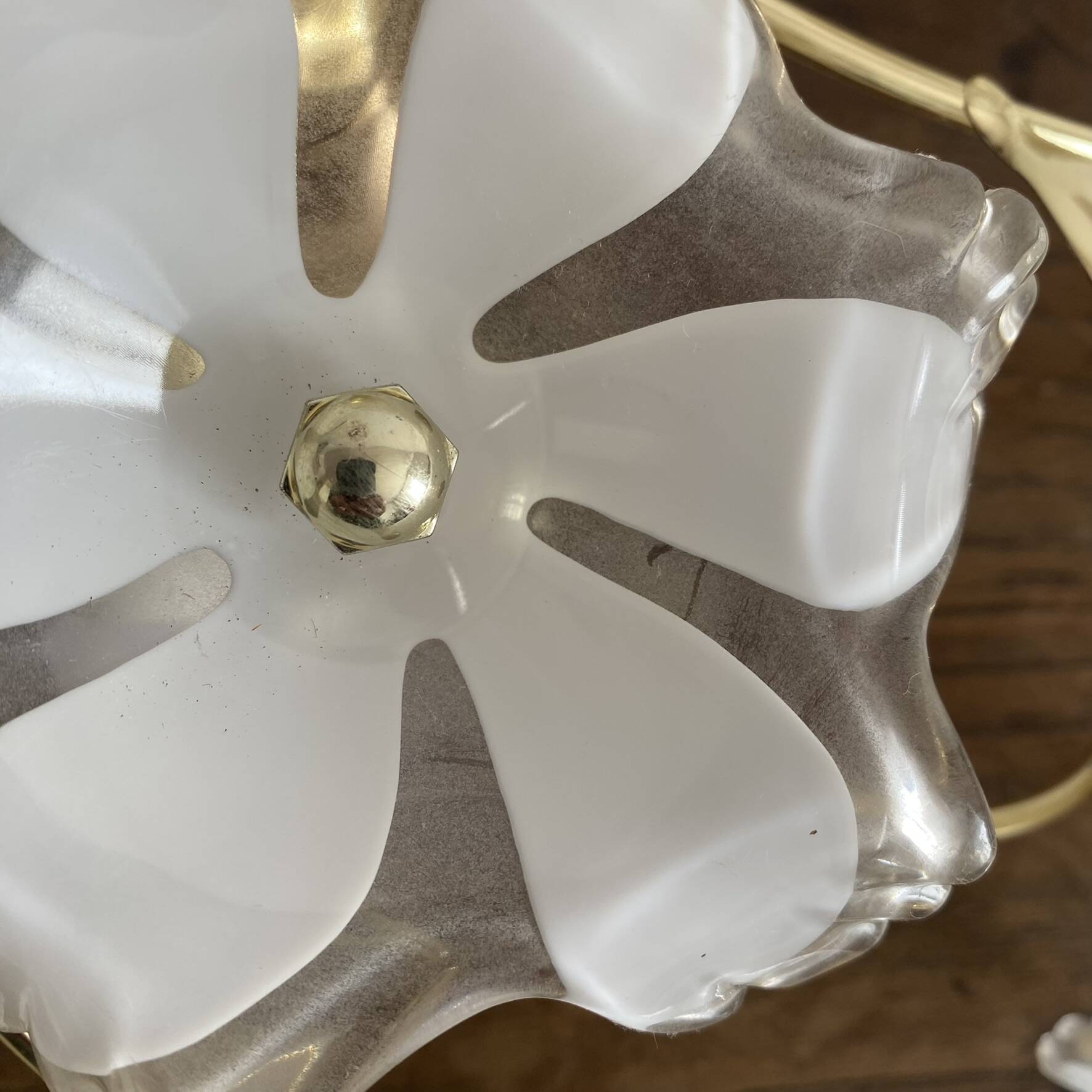 Plafonnier vintage italien fleurs et  métal doré