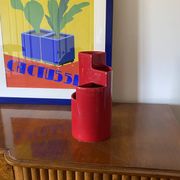 Franco Bettonica, red ceramic vase mod. fb1, Gabbianelli Italy ca. 1970