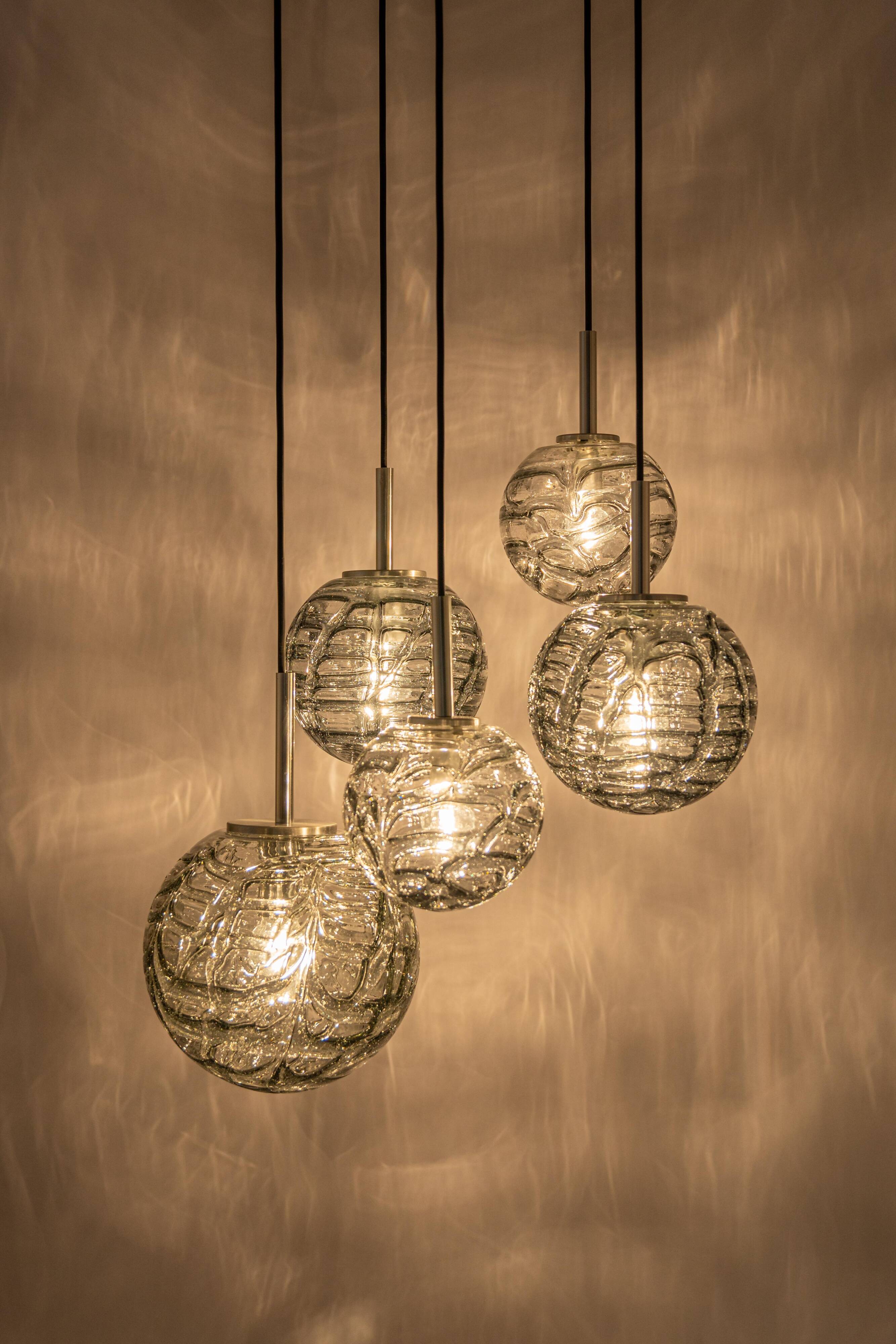 Grand cascading chandelier design with Murano glass by Doria, Germany, 1970s.