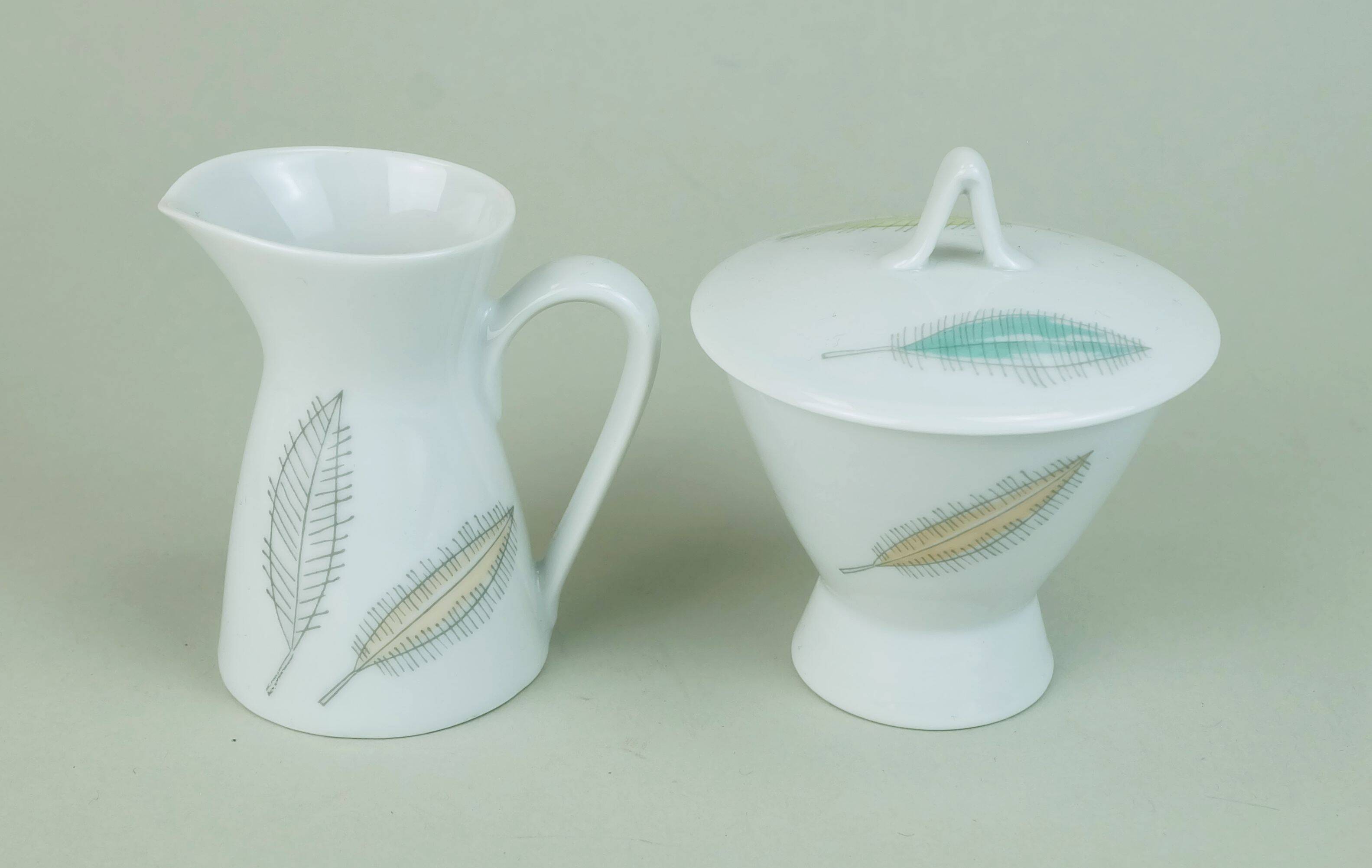 8-piece MOCHA SET rosenthal form 2000 raymond loewy decor falling leaves