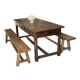 Table de ferme en chêne et 2 bancs, 18ème siècle
