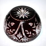 Saint-Louis Crystal Salad Bowl? Lined with Red Bordeaux Overlay Floral