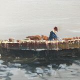 Table on canvas in marine oil