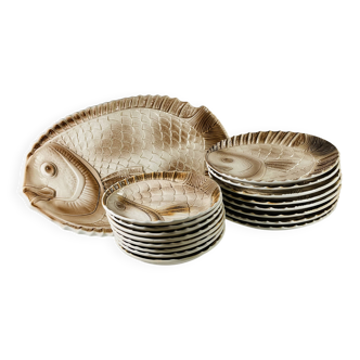 Service Poisson Sarreguemines pour 8 personnes (Assiettes Plates + Creuses, Plat)