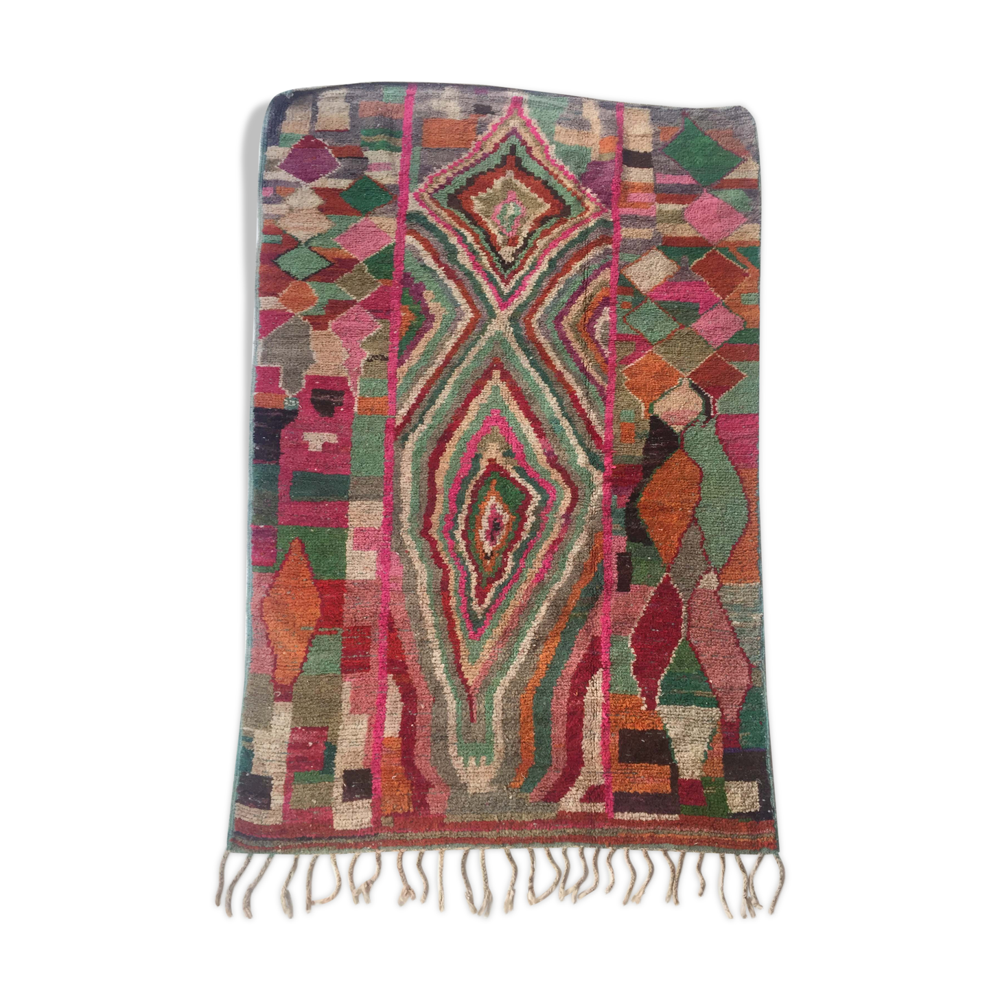 Moroccan Berber carpet Boujaad with colorful graphic patterns 276x162cm