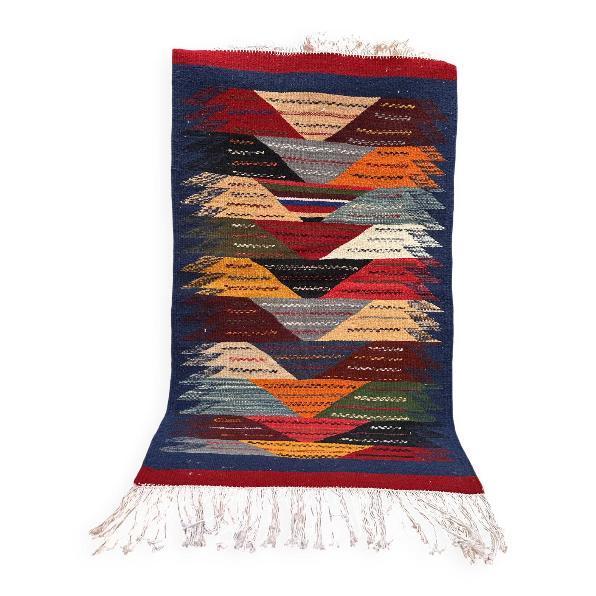 Small Moroccan rug, kilim picaso, flat woven rug, decoration