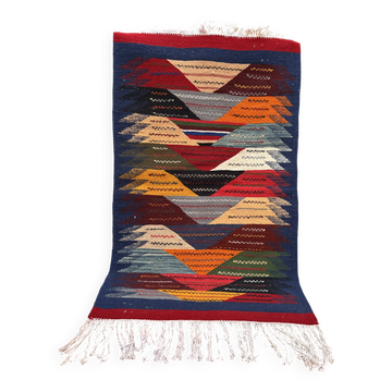 Small Moroccan rug, kilim picaso, flat woven rug, decoration