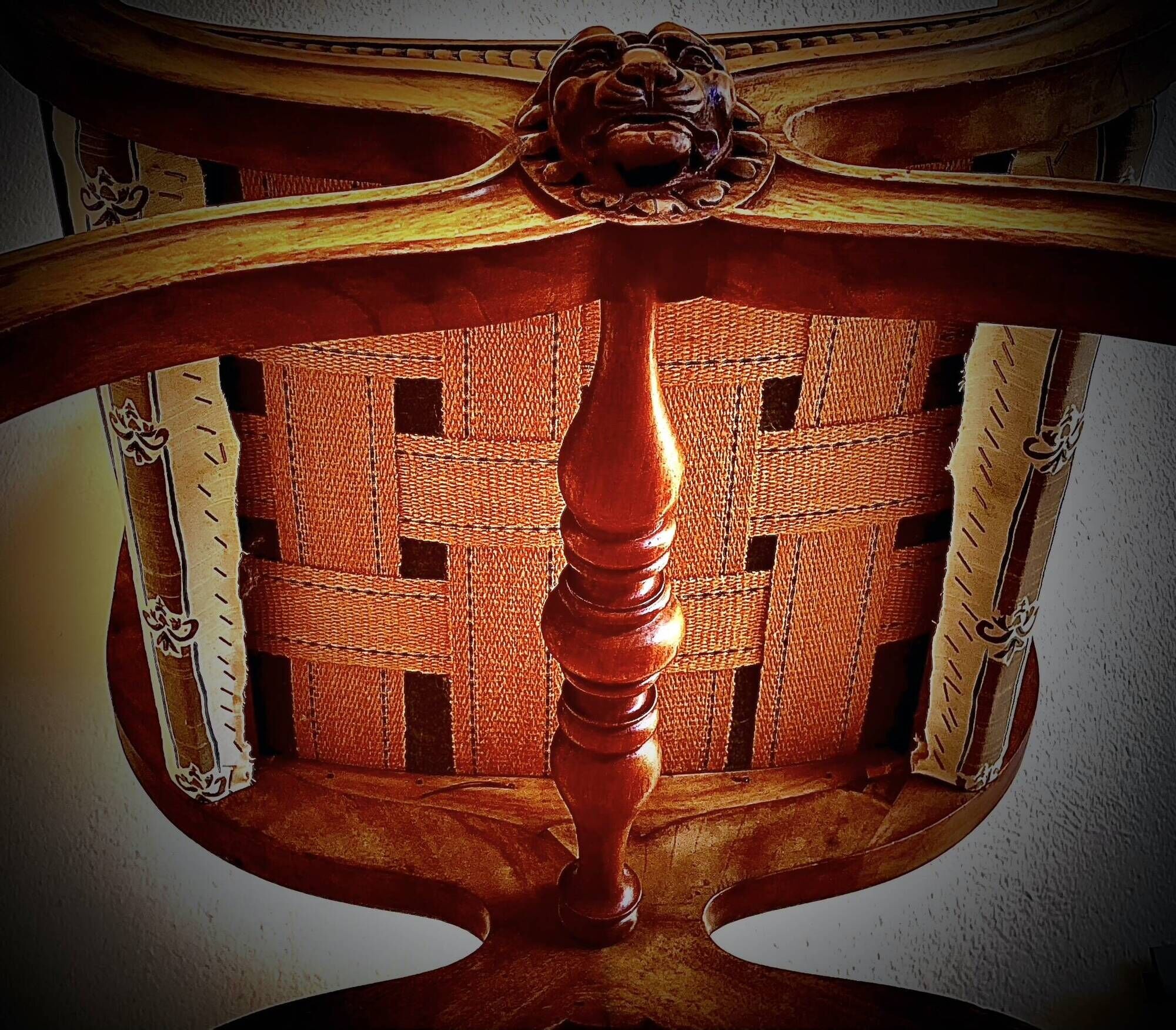 French Empire mahogany office chair with carved detail in the shape of