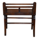 Antique entrance bench by Jas Shoolbred with brass fittings and walnut frame circa 1890.