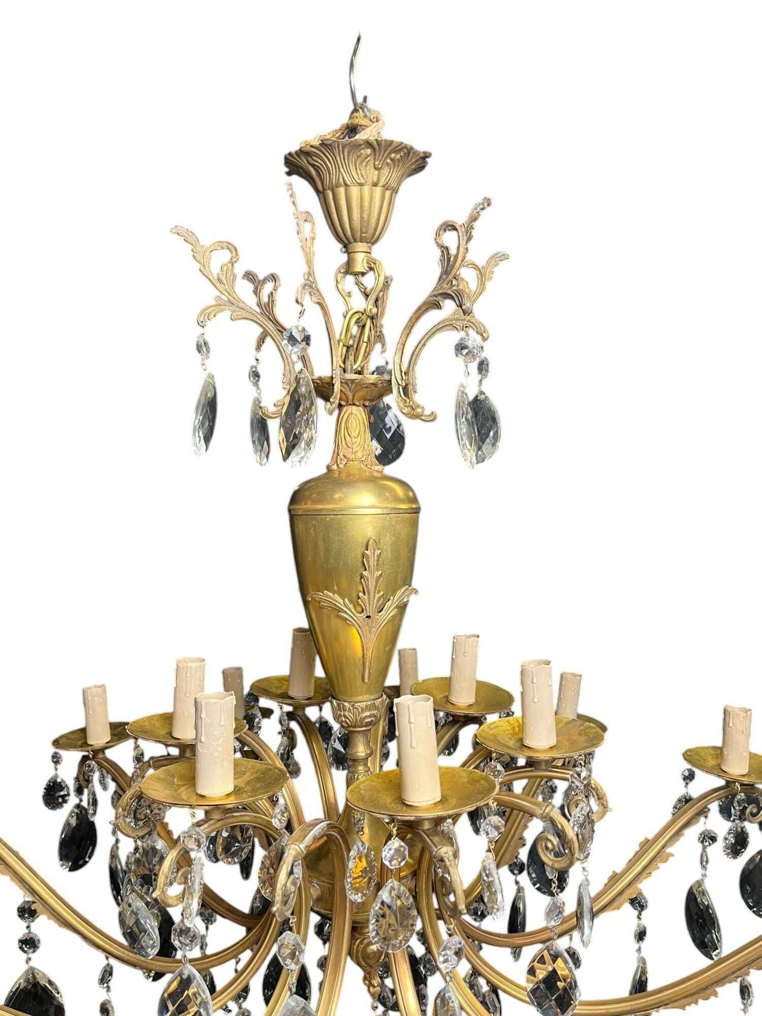 Napoleon III chandelier bronze brass crystal 18 lights late 19th century