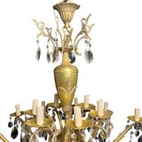 Lustre Napoléon III bronze laiton cristal 18 feux fin XIXème