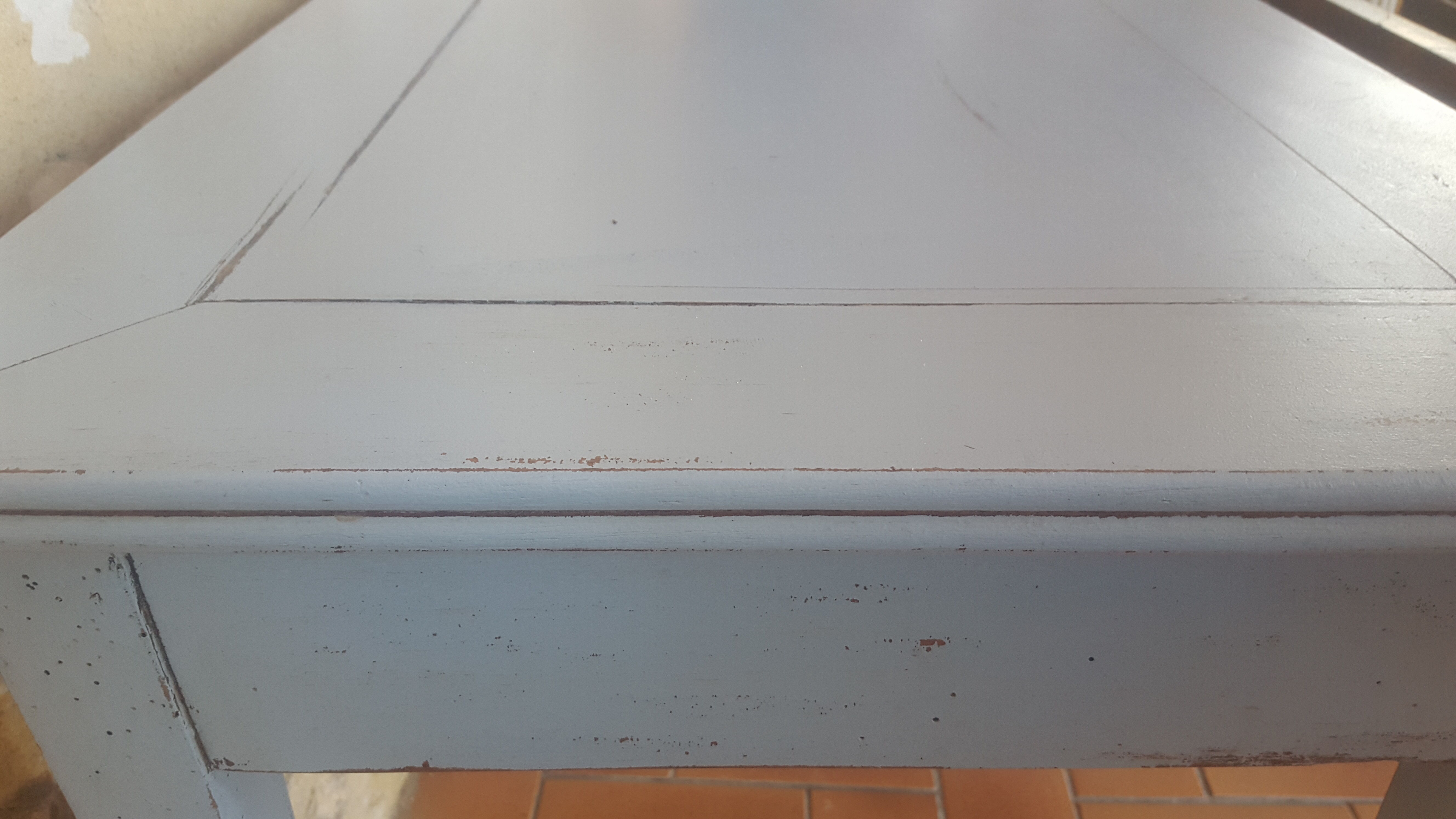 Small sky blue patina farm table