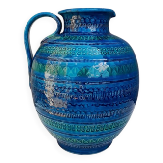 Vase ou cruche en céramique Bitossi, Aldo Londi, Rimini blu.