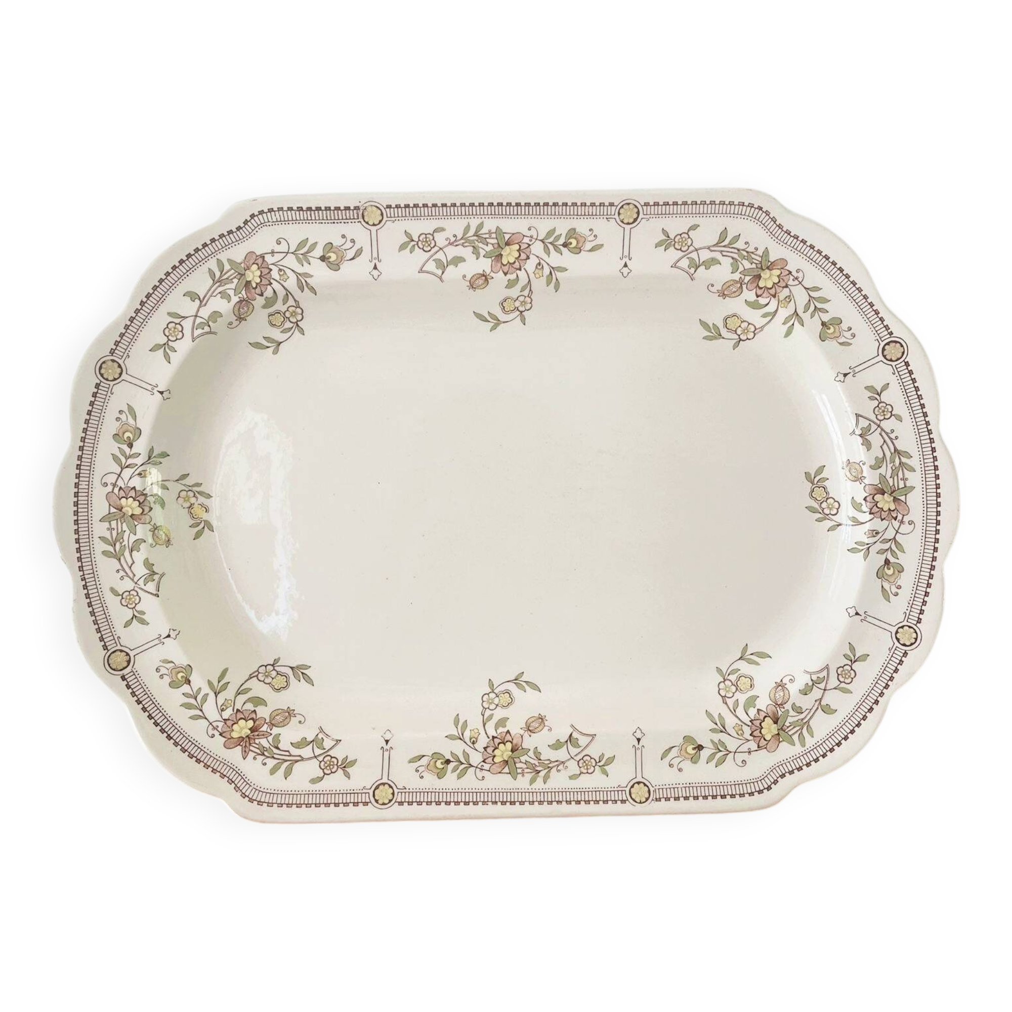 Large antique English earthenware dish from the 19th century