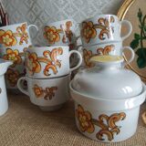 Ensemble 11 tasses à café, sucrier et pichet à lait Wunsiedel Bavaria vintage