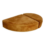 Pair of “tawny” velvet seats. Foam, wood, velvet. Circa 1970
