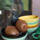 Seven vintage slip ceramic bowls