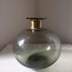 Vintage bubble glass ball vase with brass rim