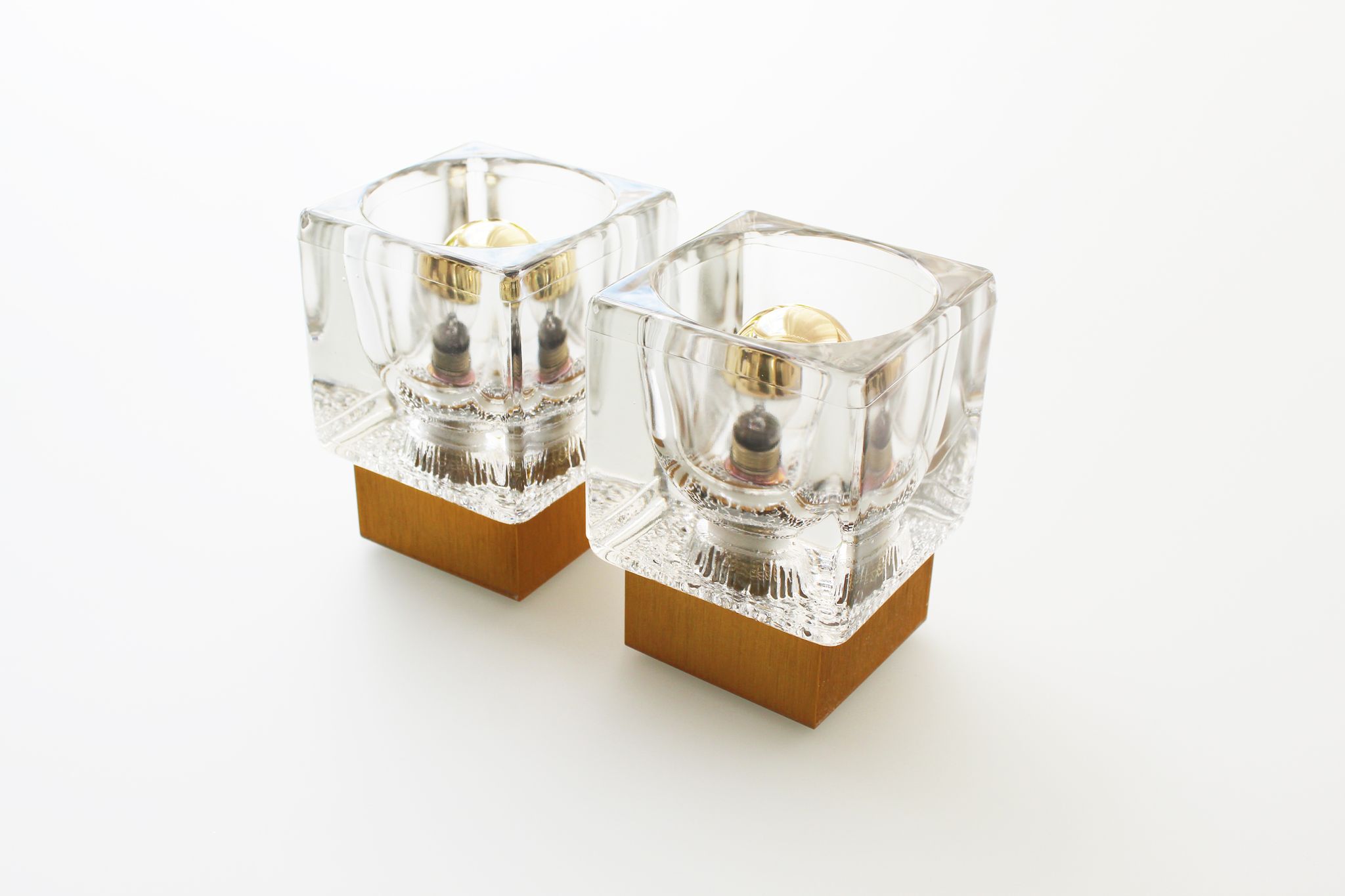 Set of brass and crystal sputnik wall sconces by Peill & Putzler, Germany 1970's