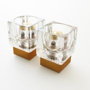 Set of brass and crystal sputnik wall sconces by Peill & Putzler, Germany 1970's