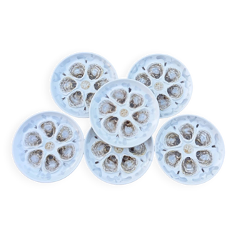 6 St Amand oyster/shellfish slushie plates, 1950s