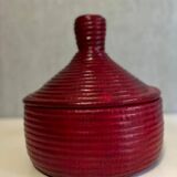 Red leather and wicker Tuareg basket