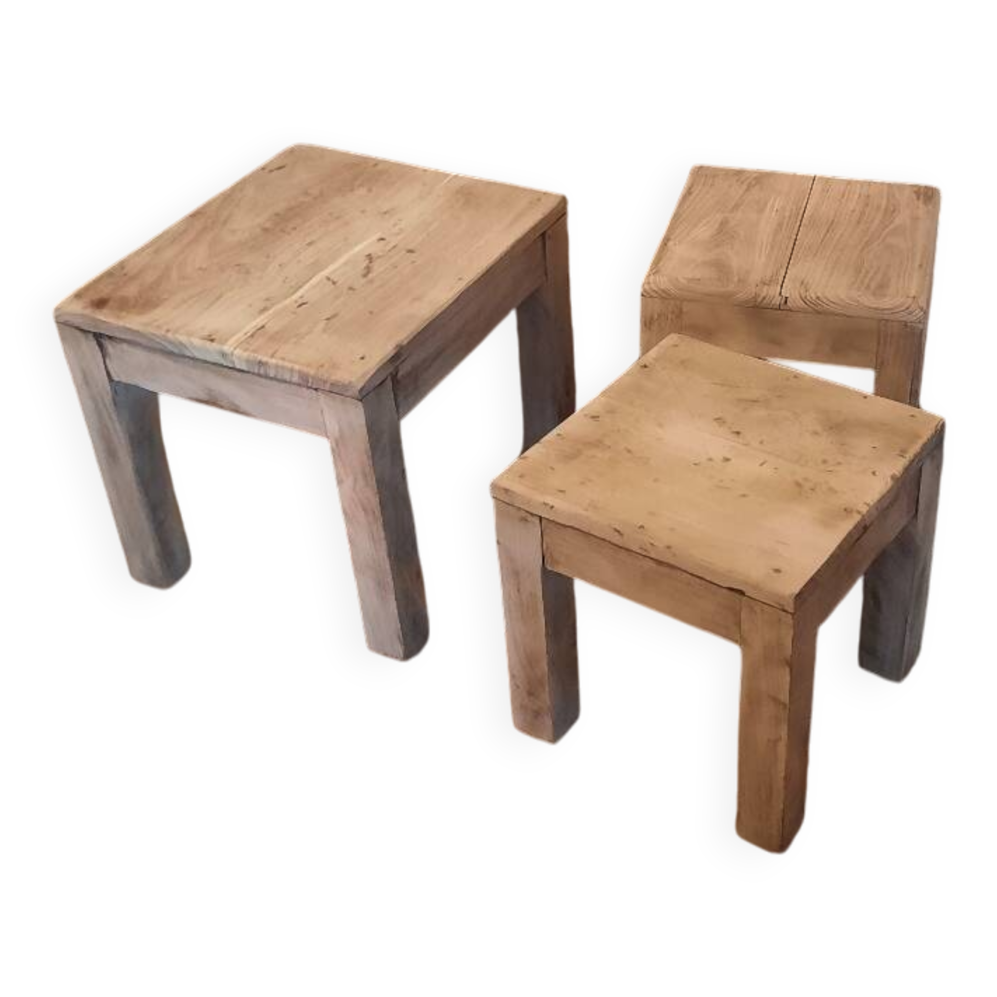 Brutalist wooden bedside tables