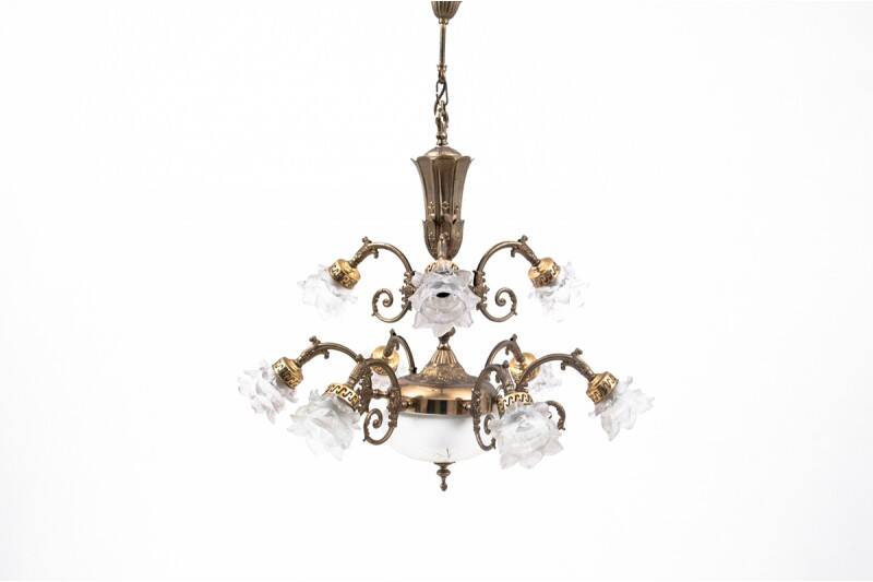 Brass chandelier from the 1950s, Western Europe.