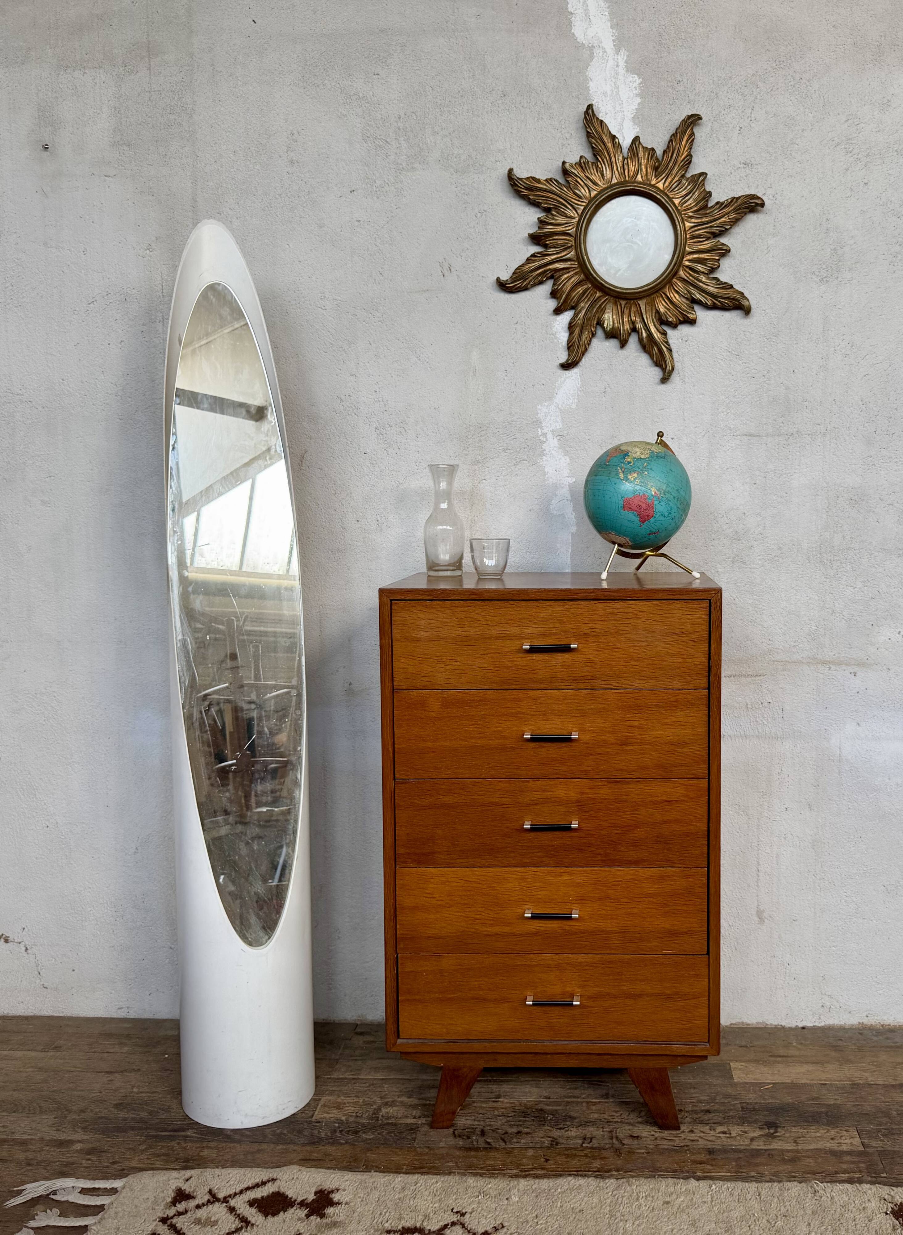 Vintage honey oak chest of drawers – Compass legs