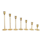 Suite of 7 Scandinavian brass candle holders