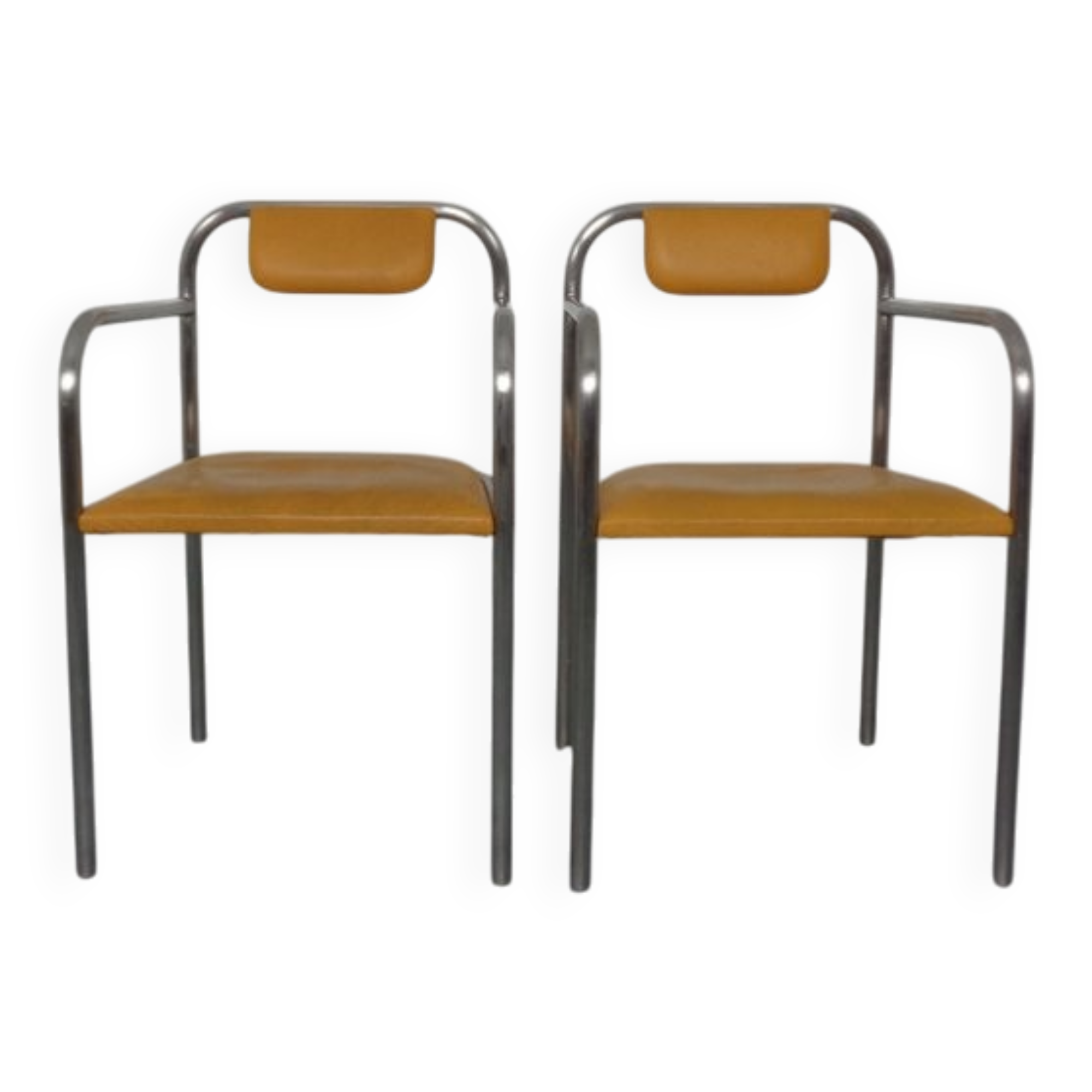 Set of Minimalist Tubular Steel Armchairs by Thomas Wendtland, 1970s