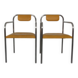 Set of Minimalist Tubular Steel Armchairs by Thomas Wendtland, 1970s
