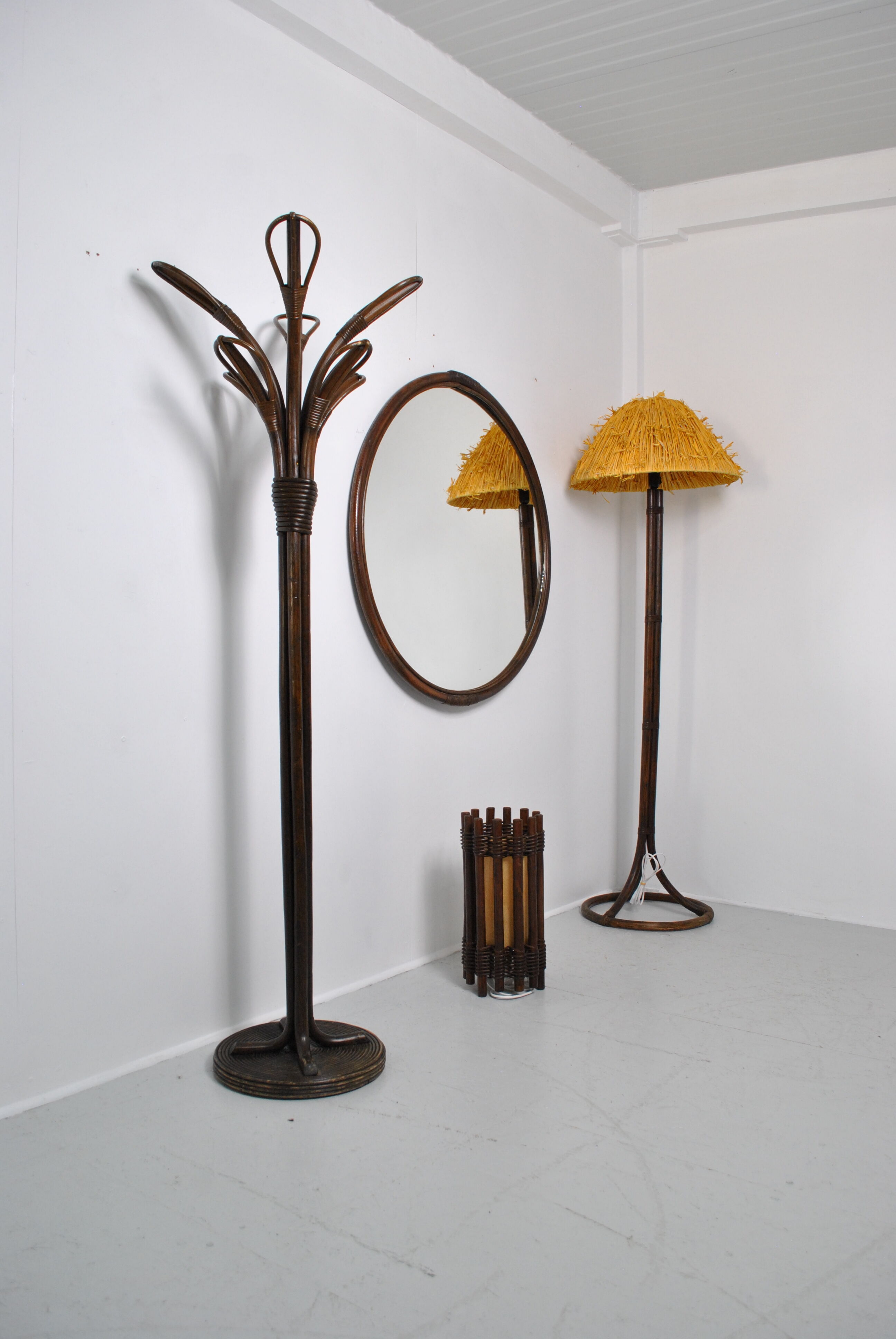 Rattan coat rack 1970