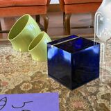Space age set of 2 green ceramic vide poche, Sicart Italy ca. 1970