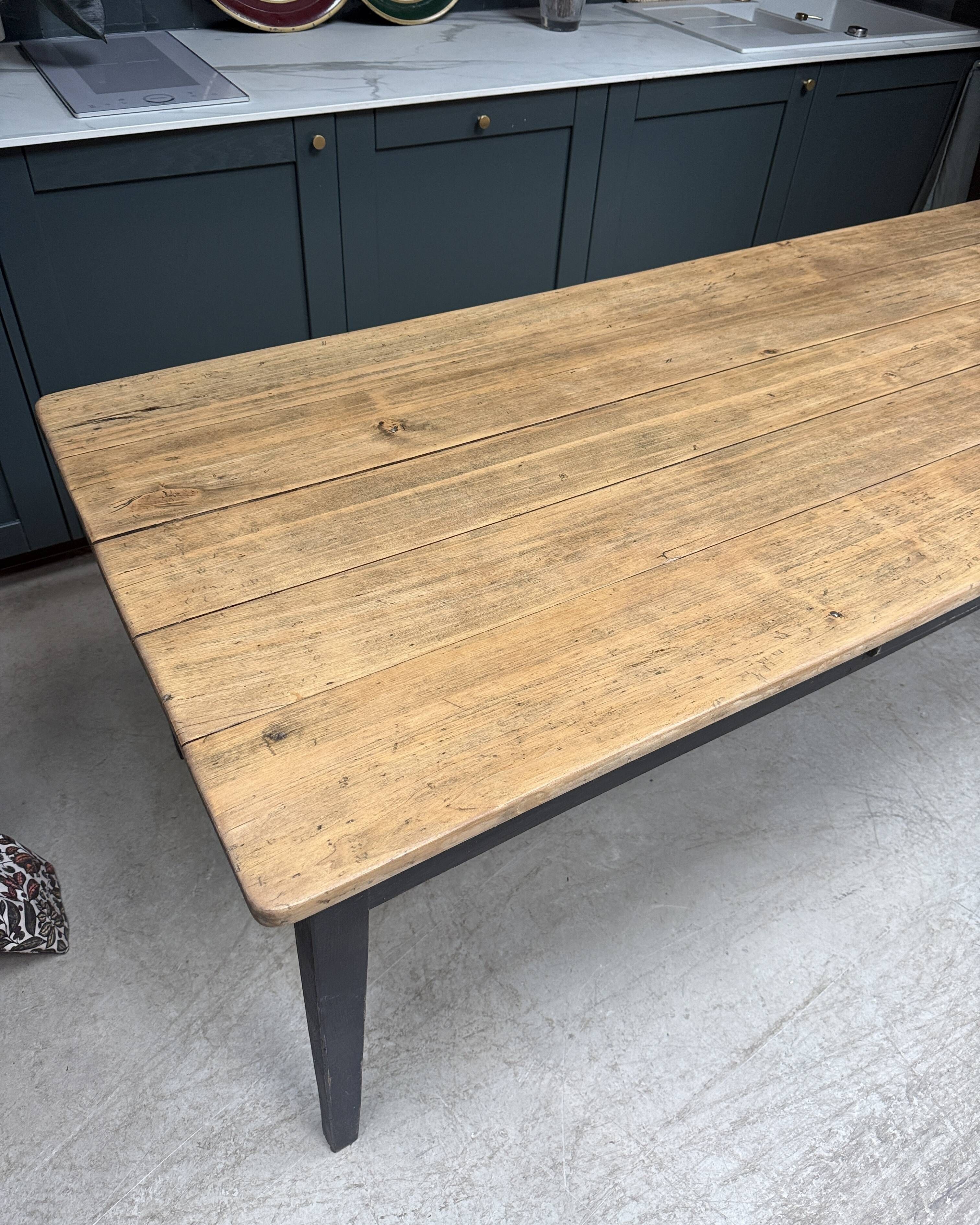 Farm table with black patinated legs (renovated)