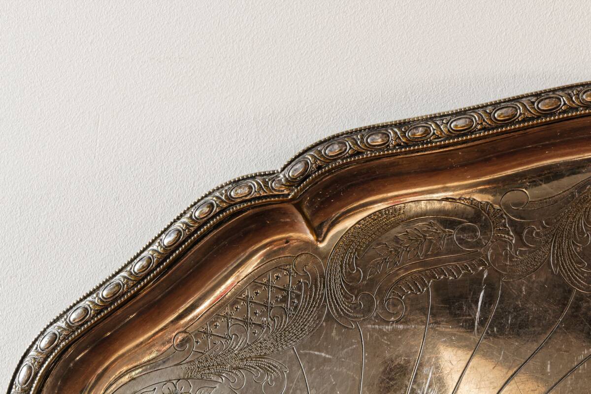 Large silver-plated serving tray, late 19th century.