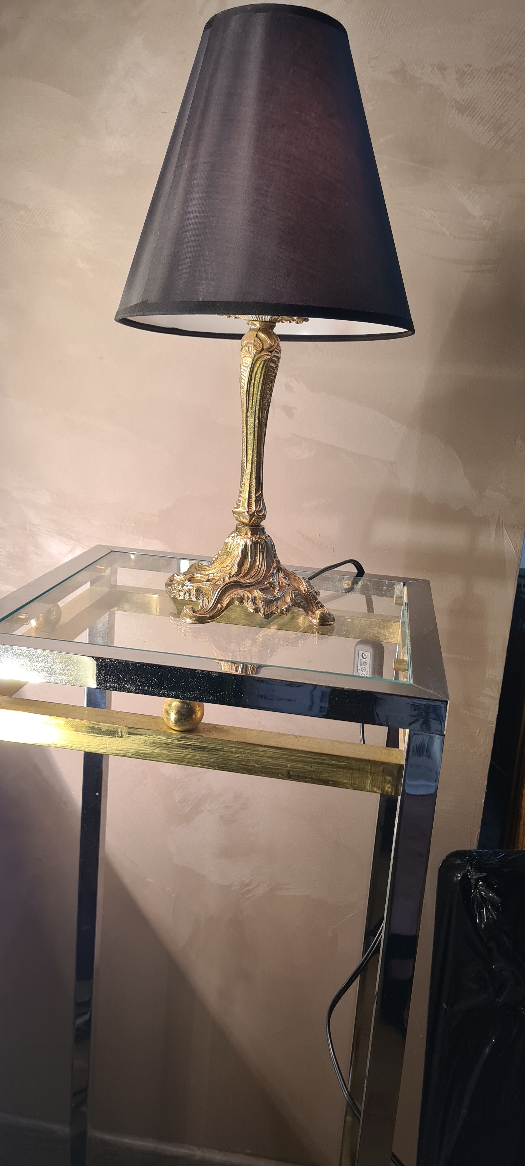 Bronze lamp rocaille style, 38x20, electricity to standard