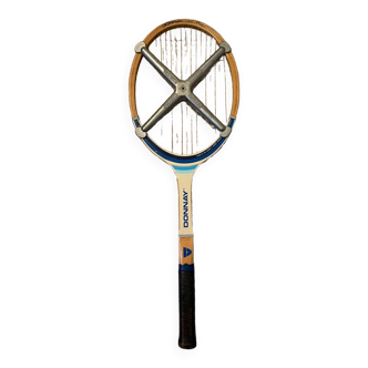 Vintage Zephir wooden tennis racket with metal protection