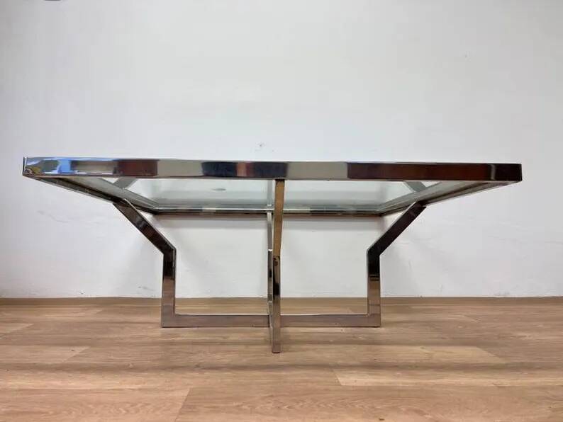 Mid century design XXL Jean Charles Maison Coffee Table Chrome - 1970s