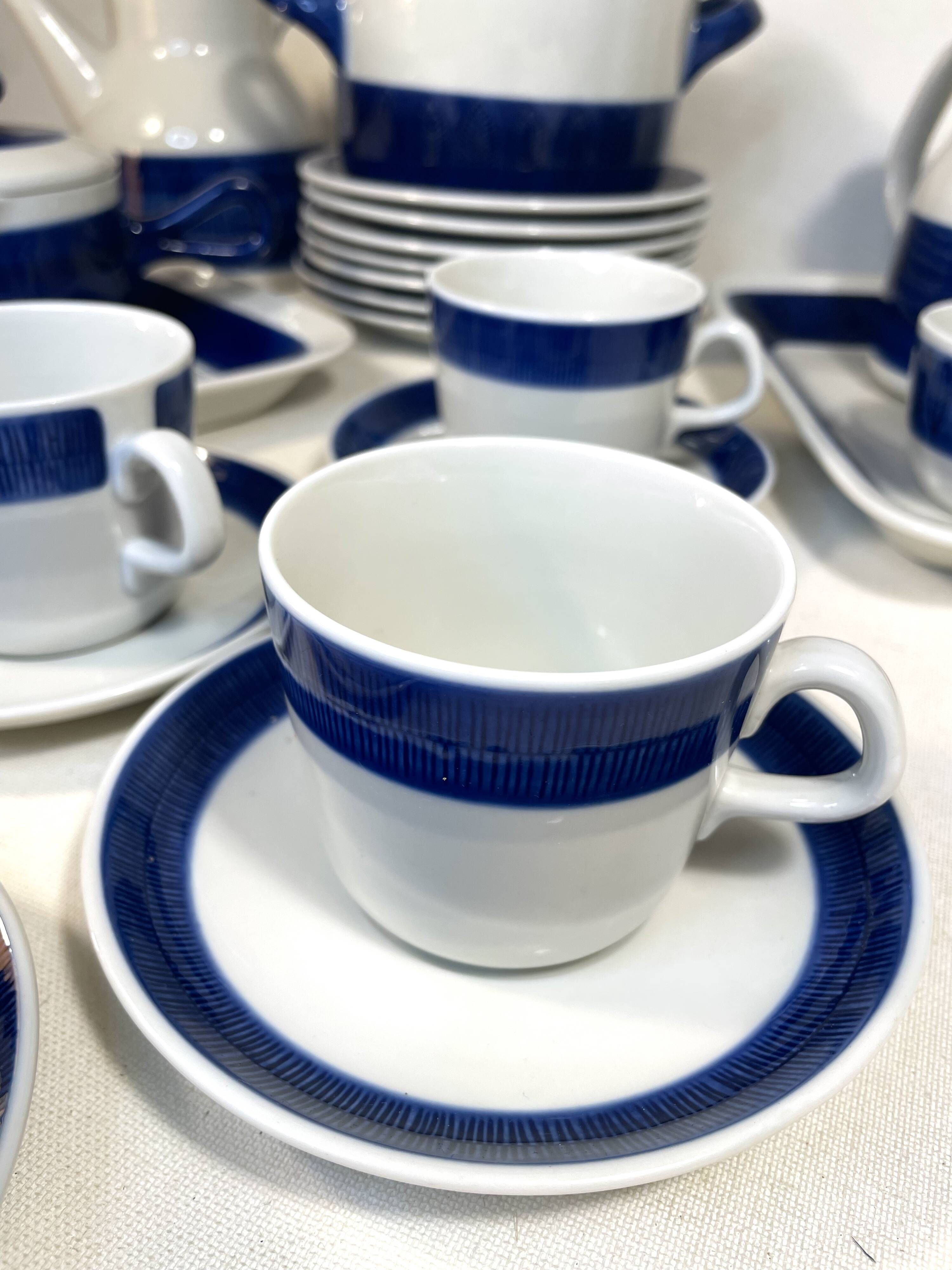 Design tableware service by Hertha Bengtson for Rörstrand, Sweden, in glazed stoneware.
