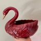 Vintage swan pot cover in red and gold ceramic