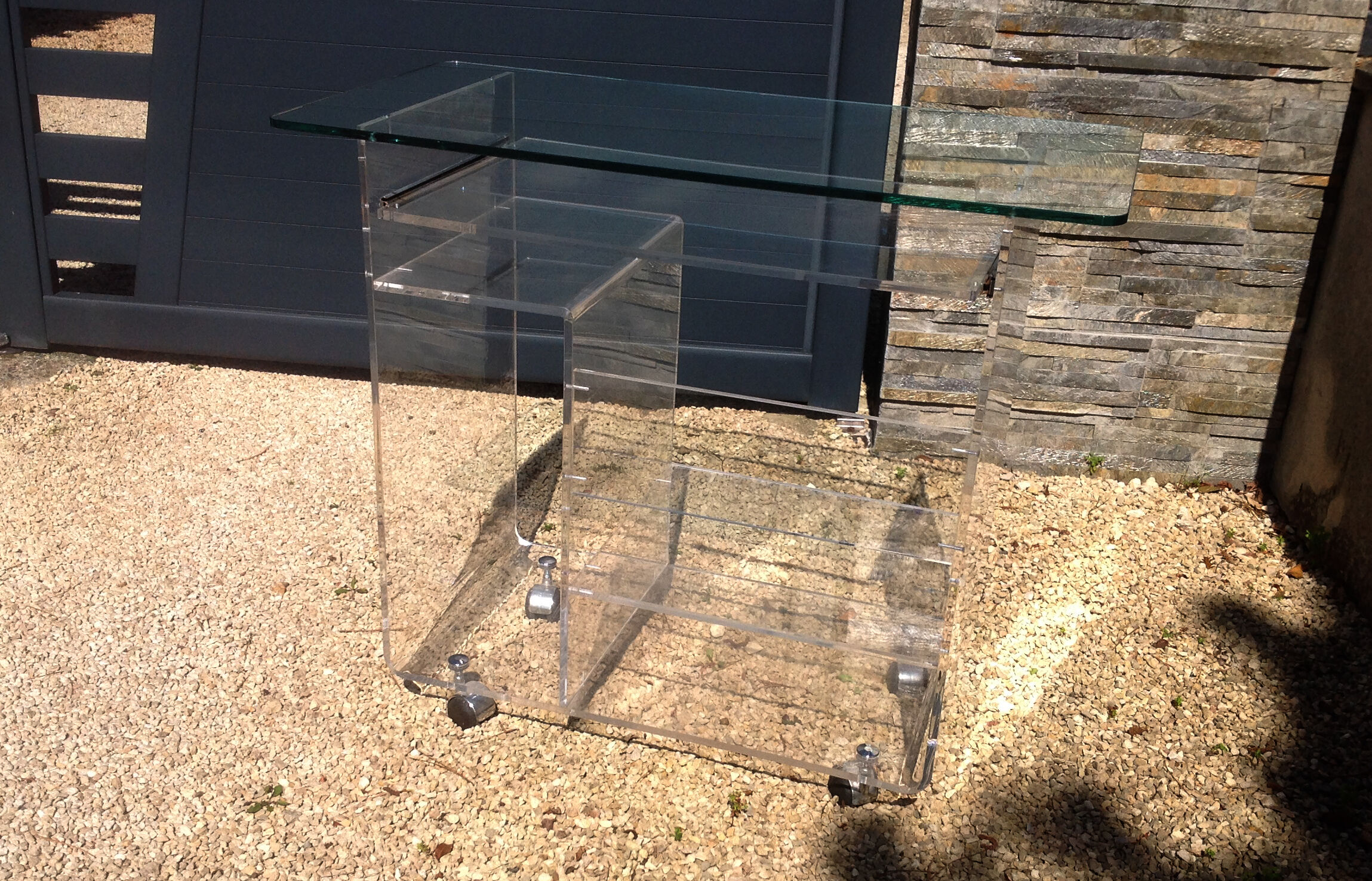 David Lange vintage plexiglass table
