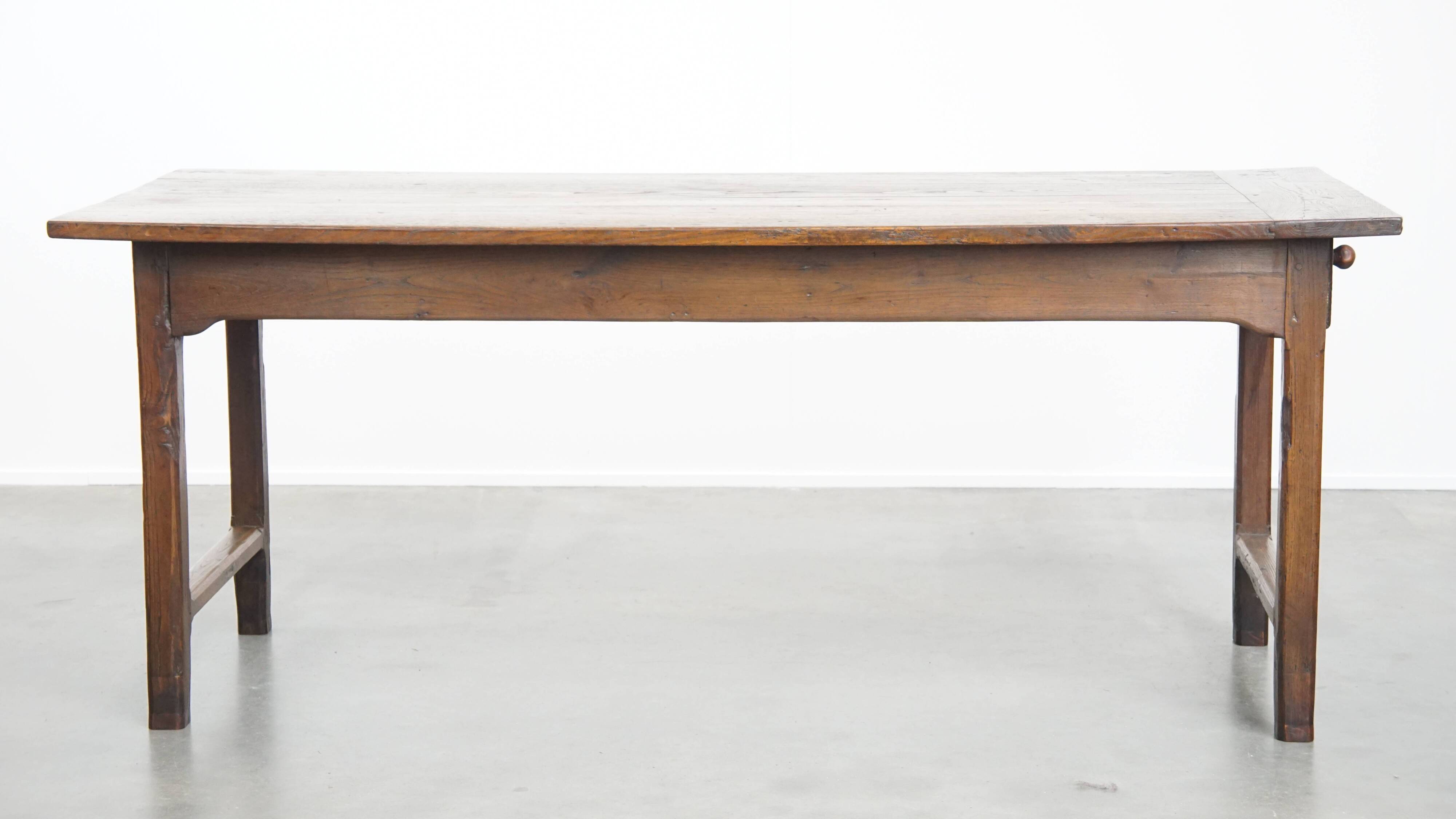 Antique French Country Chestnut Dining Table, Early 19th Century